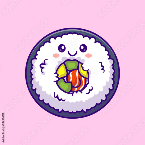 Cute Sushi On The Plate Round Shape Cartoon Vector Icon
Illustration. Food Object Icon Concept Isolated Premium
Vector. Flat Cartoon Style
