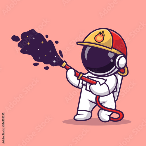 Cute Astronaut Firefighter With Space Water Cartoon Vector
Icon Illustration. Science Technology Icon Concept Isolated
Premium Vector. Flat Cartoon Style