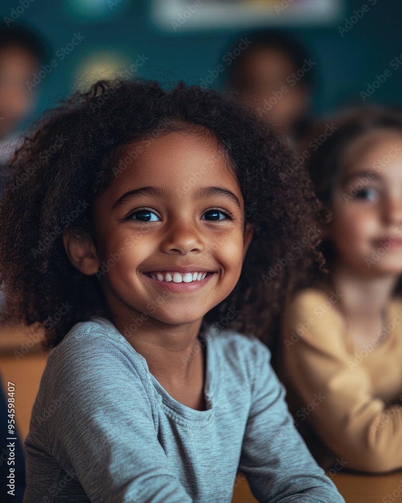 Happy Children in a Multi Ethnic Elementary Classroom