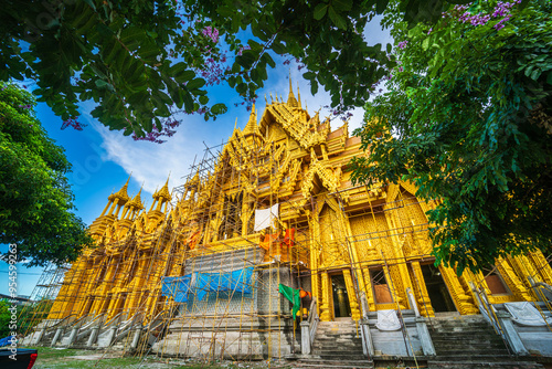 The beautiful Temple (Thai language:Wat Chan West) is a Buddhist temple (Thai language:Wat) It is a major tourist attraction Phitsanulok,Thailand,Under construction photo