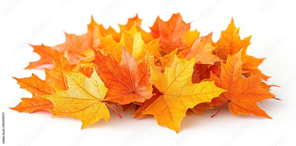 Fototapeta premium Pile of Vibrant Orange and Yellow Maple Leaves
