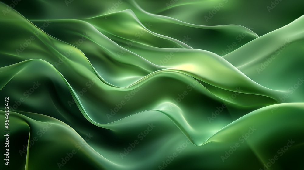 Green Wavy Abstract Background with Flowing Motion Green Wavy Abstract Background with Flowing Motion