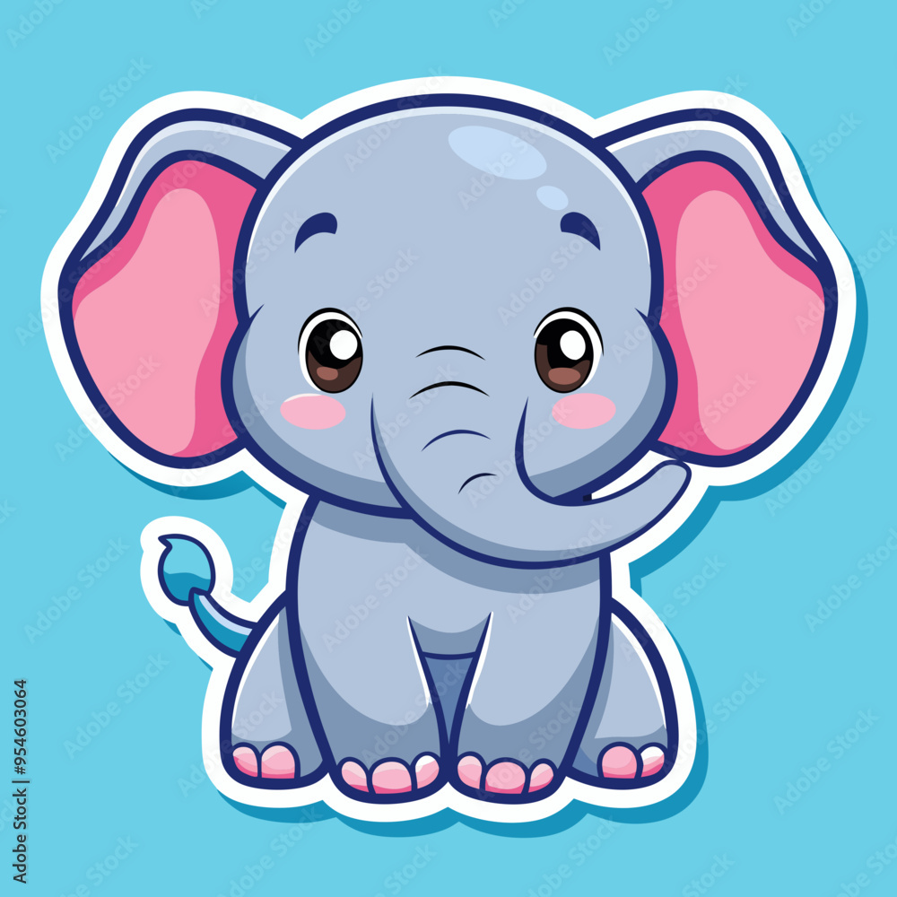 Fototapeta premium Cute Baby Elephant vector sticker design