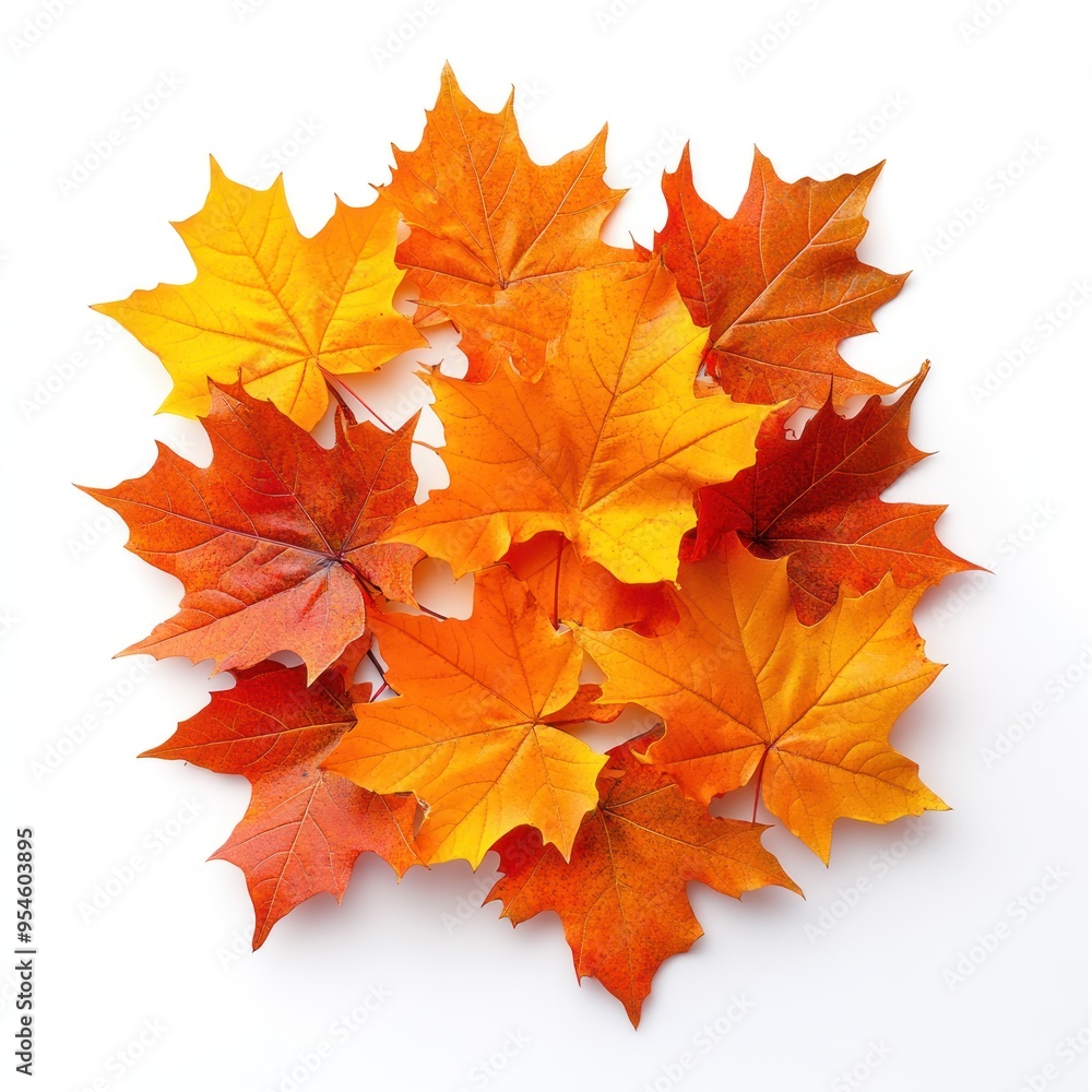 Obraz premium Colorful Autumn Maple Leaves on a White Background