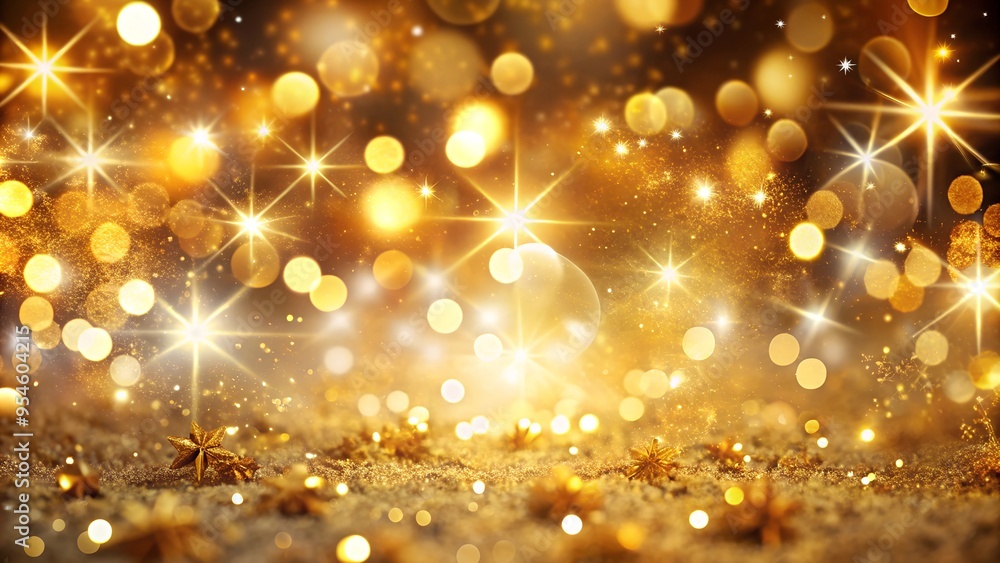 Glowing Golden Christmas Background with Bokeh and Stars. Perfect for: Christmas, New Year, Holiday Celebrations Glowing Golden Christmas Background with Bokeh and Stars. Perfect for: Christmas, New Year, Holiday Celebrations