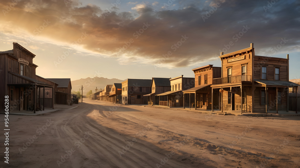 Obraz premium sunset in the town, ai generated