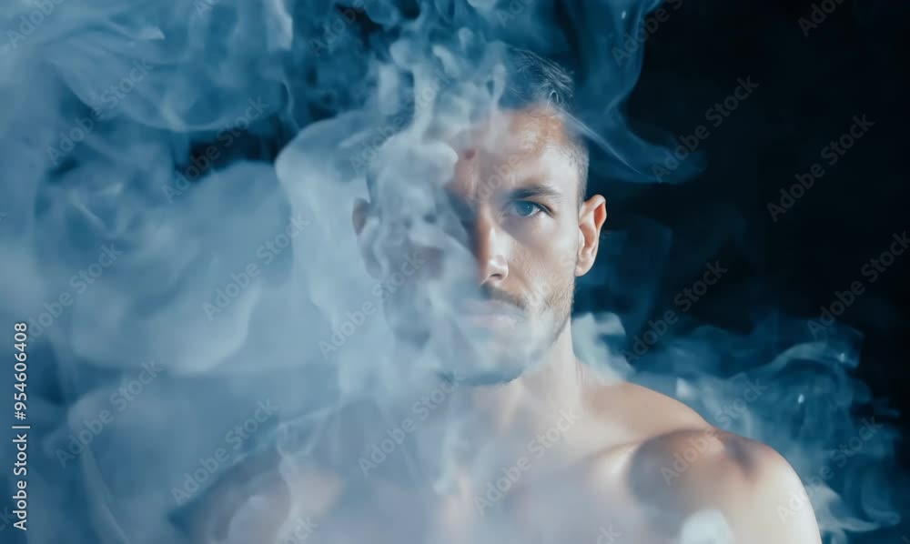 American Man Running in Smoke Slow Motion