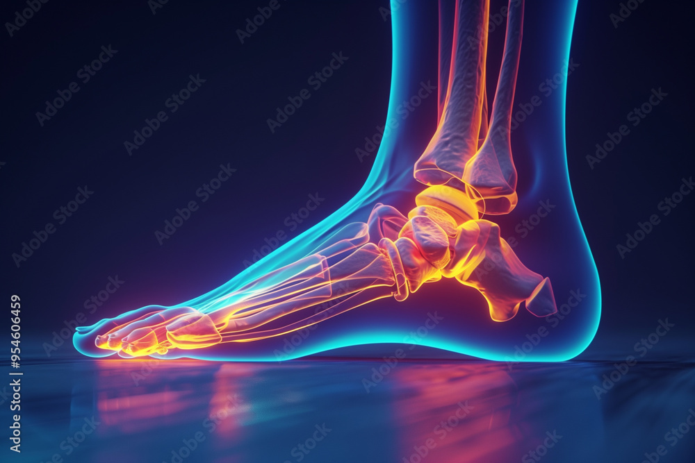 pain on ankle joint on human foot. Medical illustration style pain on ankle joint on human foot. Medical illustration style