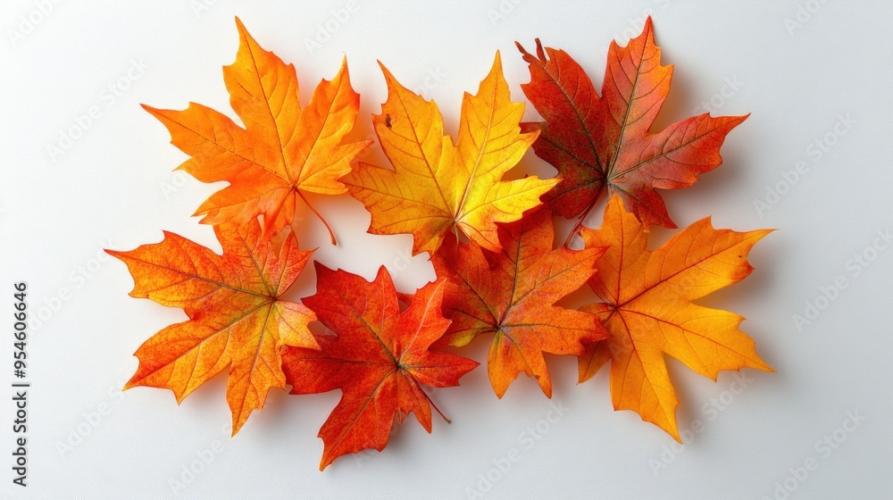 Colorful Autumn Maple Leaves on White Background Colorful Autumn Maple Leaves on White Background