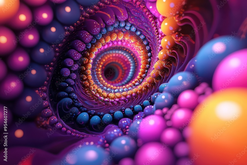 Vibrant psychedelic spiral fractal pattern with colorful abstract organic shapes Vibrant psychedelic spiral fractal pattern with colorful abstract organic shapes