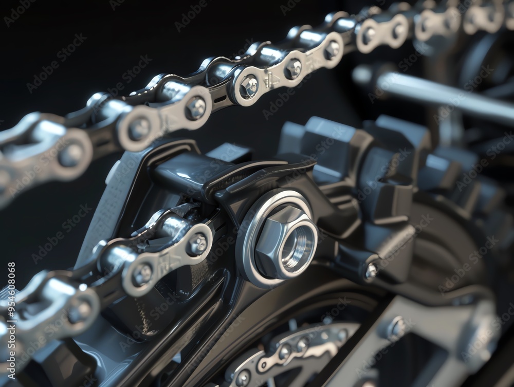 A 3D render of a detailed ATV drive chain A 3D render of a detailed ATV drive chain
