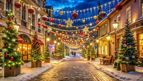 Christmas and New Year Street Scene. Perfect for: Christmas, New Year