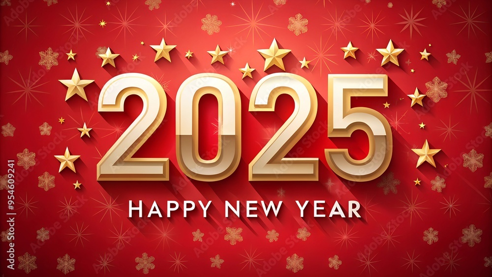 Red Background Happy New Year 2025. Perfect for: New Year, Global Red Background Happy New Year 2025. Perfect for: New Year, Global