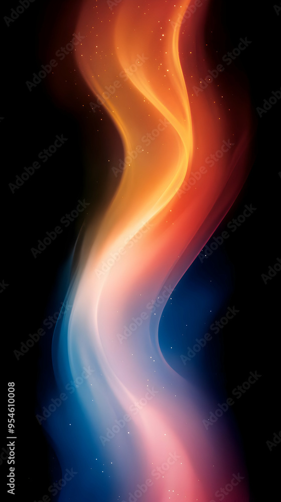 Abstract glowing waves in pink, blue, and orange on a black background. Abstract glowing waves in pink, blue, and orange on a black background.