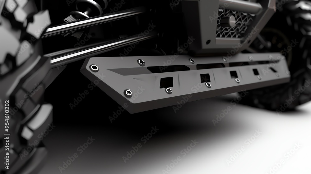 A 3D render of a UTV front skid plate