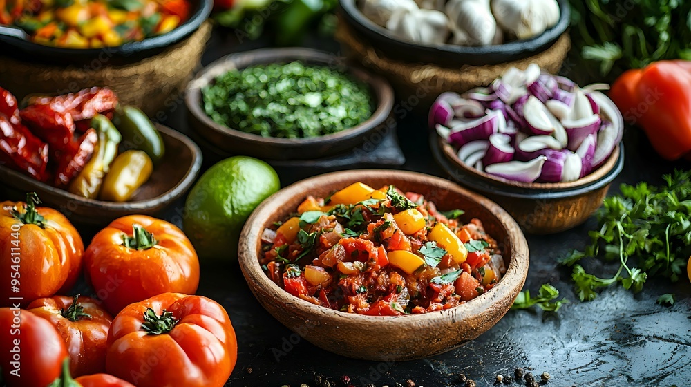 Fresh Homemade Salsa with Tomatoes Peppers Onions and Cilantro Fresh Homemade Salsa with Tomatoes Peppers Onions and Cilantro