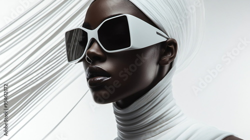 black woman with white cyberfashion
 photo