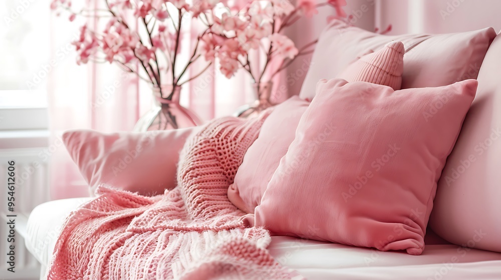 Cute pink soft ideal for spending valentine day on the couch Cute pink soft ideal for spending valentine day on the couch