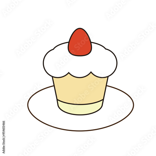 シンプルなショートケーキのイラスト