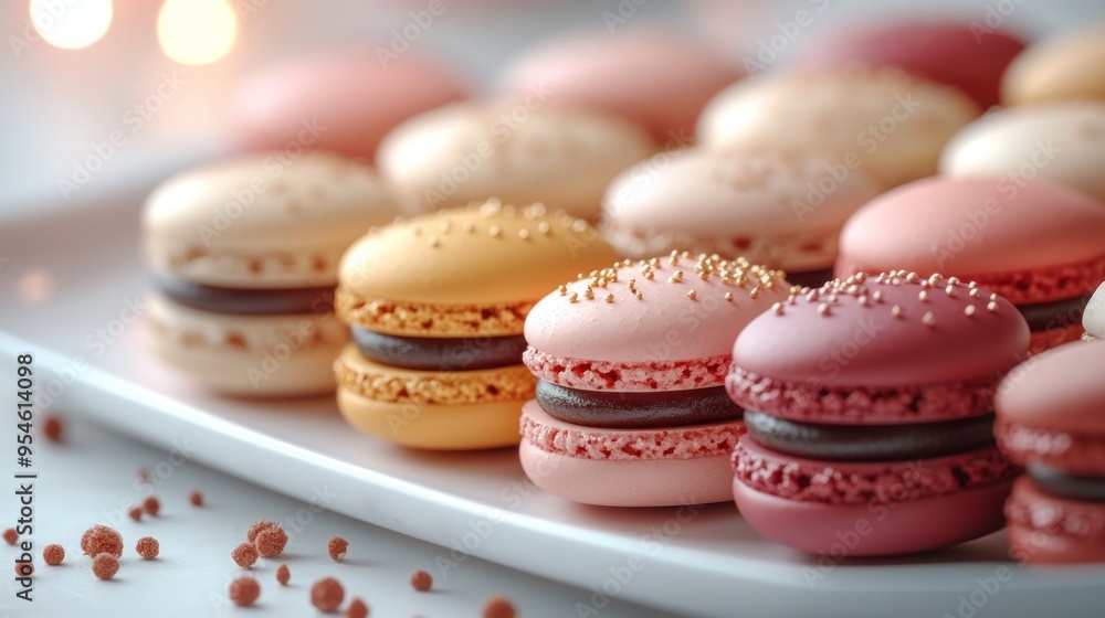 Colorful Macarons with Chocolate Filling Colorful Macarons with Chocolate Filling