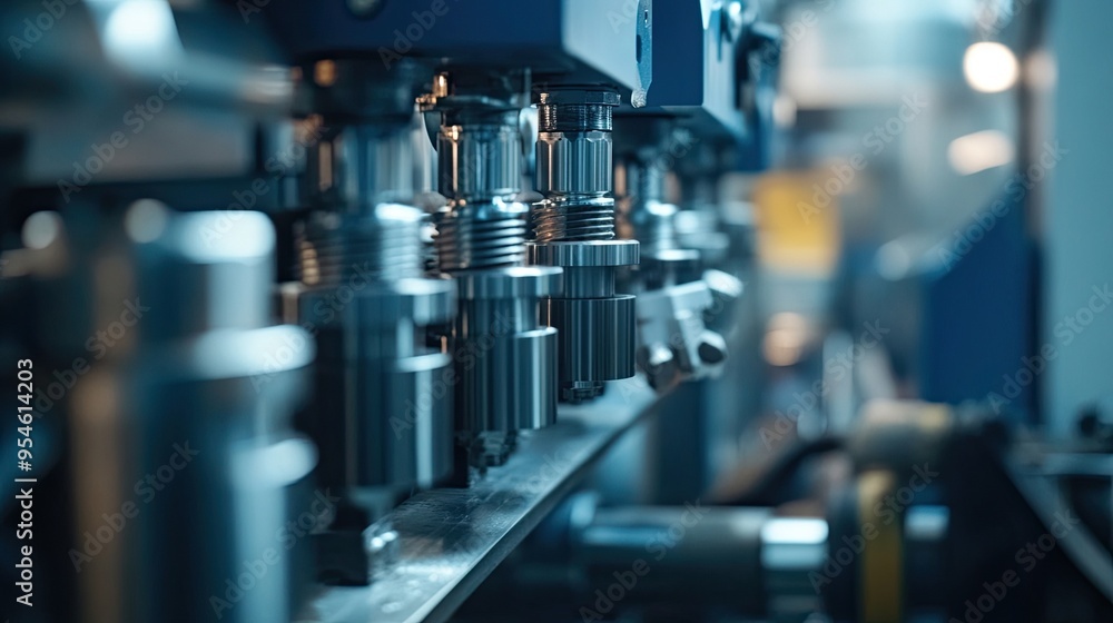 Robotic pneumatic piston unit in an industrial machine, highlighting automation and technology in production environments Robotic pneumatic piston unit in an industrial machine, highlighting automation and technology in production environments