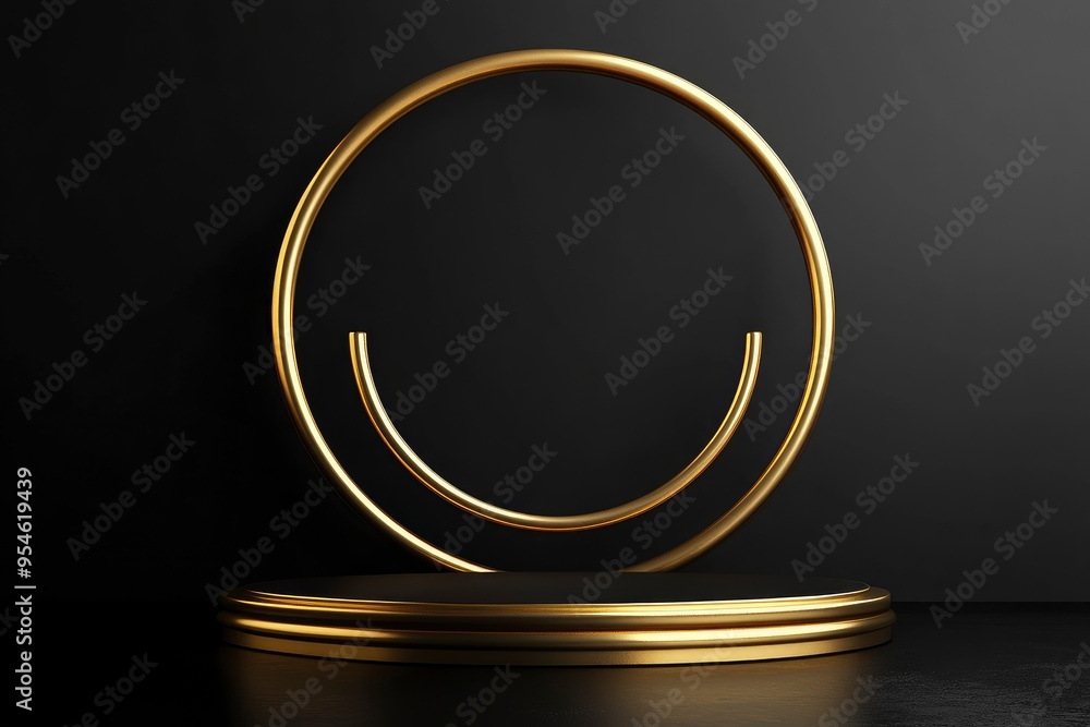 3D podium background. golden cylinder pedestal with golden ring on black wall scene. Black friday. Platforms mockup product display presentation. with generative ai 3D podium background. golden cylinder pedestal with golden ring on black wall scene. Black friday. Platforms mockup product display presentation. with generative ai