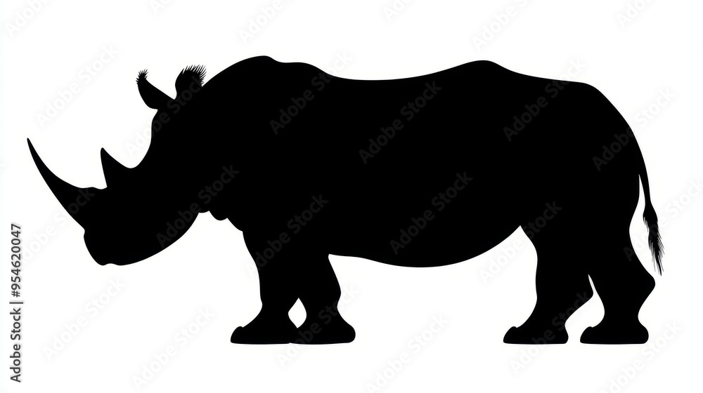 Fototapeta premium A silhouette of a rhinoceros, showcasing its distinctive shape and features.