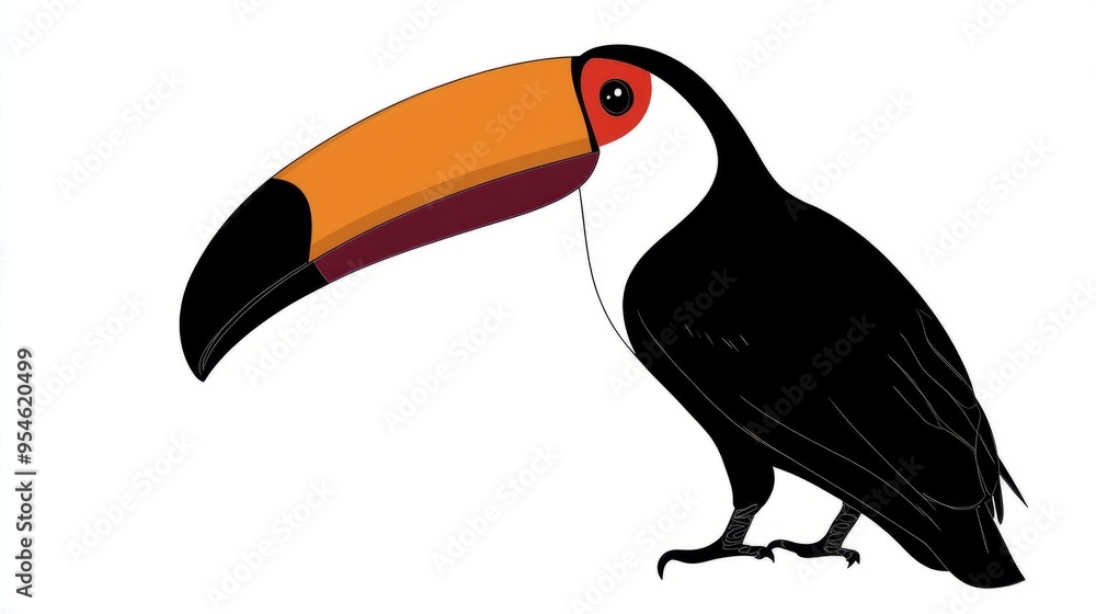 Naklejka premium A stylized illustration of a toucan with a vibrant beak.