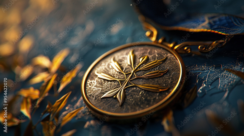 Champion or first placed winner gold medallion. symbolizing victory, accomplishment, success, and recognition in competition. Champion or first placed winner gold medallion. symbolizing victory, accomplishment, success, and recognition in competition.