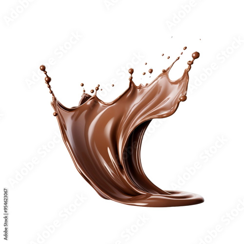 Chocolate liquid splash, white background, brown, sweet treat