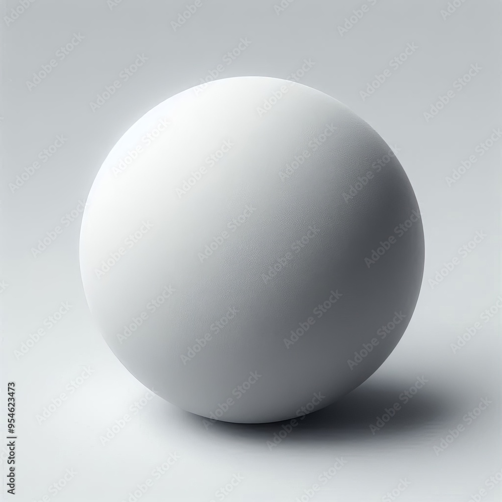 A single white sphere isolated on a white background, with a clean, fresh appearance and soft shadows A single white sphere isolated on a white background, with a clean, fresh appearance and soft shadows
