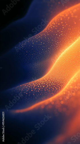 Abstract orange and blue background with bokeh lights.