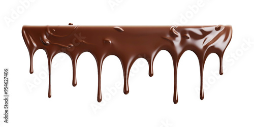 Dripping melted chocolate on a white backdrop is perfect for food blogs, dessert recipes, confectionery advertisements, and cooking tutorials