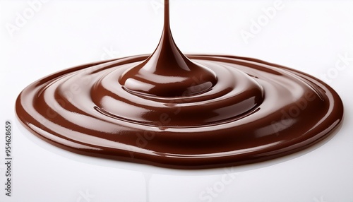 Pouring tasty melted Chocolate Drip on white background. ai generated