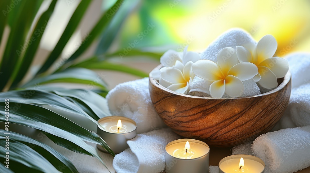 Spa Relaxation with Flowers and Candles Spa Relaxation with Flowers and Candles