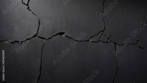 old cracked black wall with texture as background