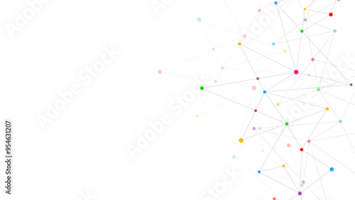 Vector illustration of minimalistic design with connecting the dots and lines. Abstract geometric background of science and technology concept