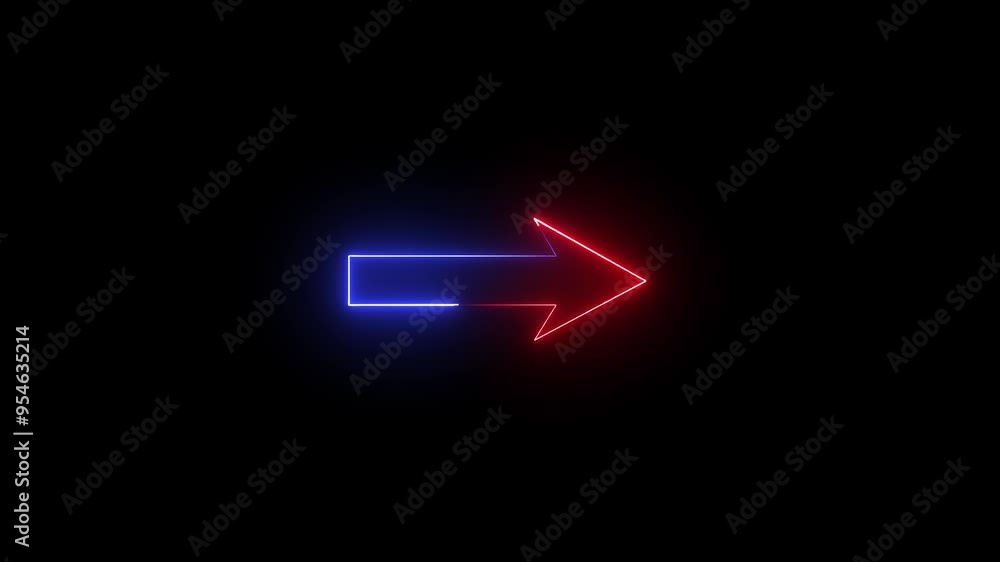 Neon glowing arrow animation on black background. Animated right direction arrow symbol  icon. abstract glowing neon arrow animation concept.