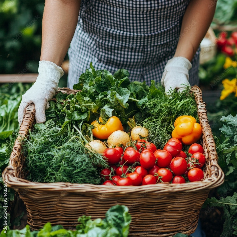 Fototapeta premium Fresh Harvest Of Vegetables Gathered Outdoors