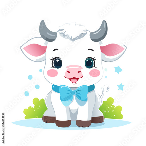 Bull Cute Small Cartoon Baby Animal Character
