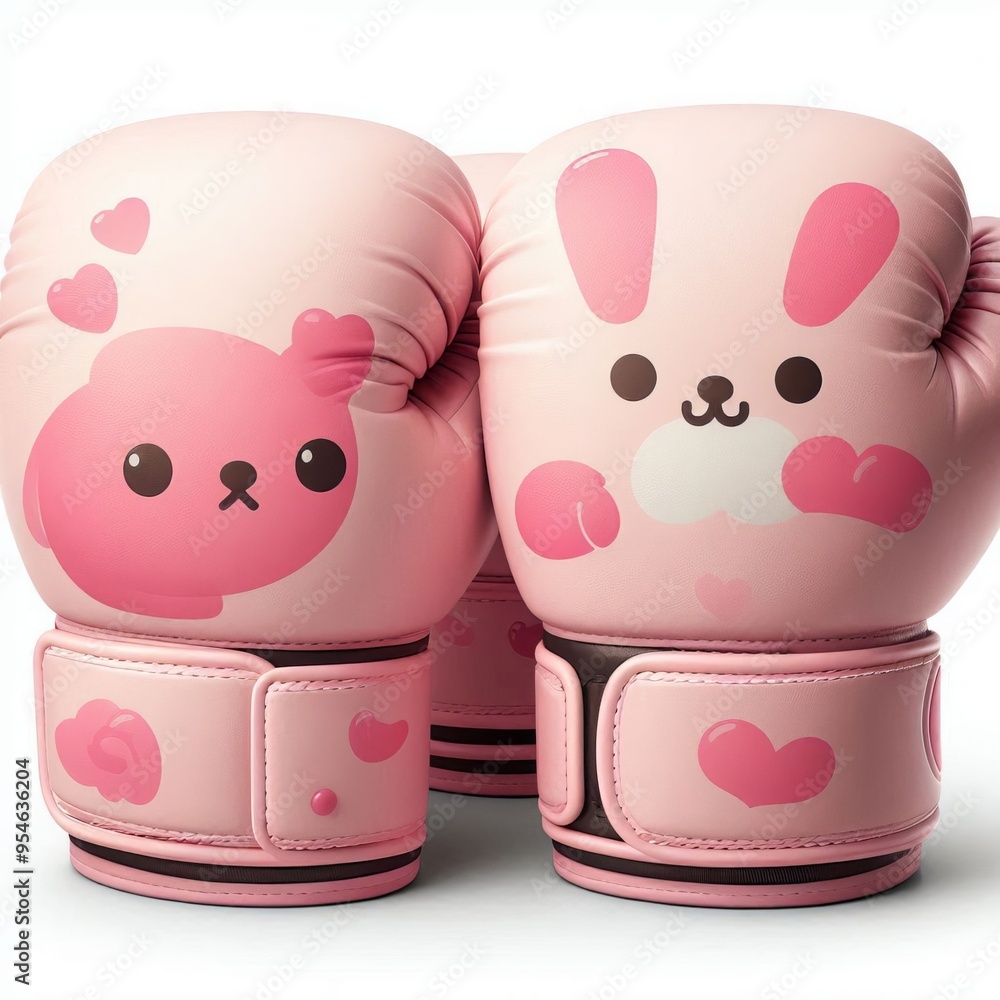 Pair of pink leather boxing gloves isolated on white background Pair of pink leather boxing gloves isolated on white background