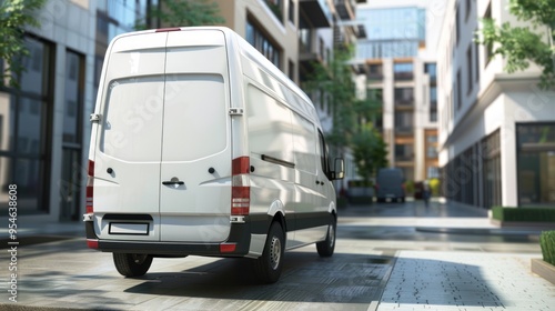 a cargo van with a branded company logo, highlighting its use in business and marketing.