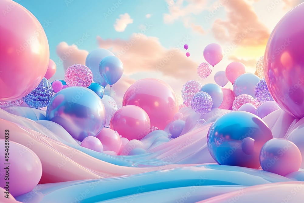 Playful Balloon Landscape A whimsical 3D landscape Playful Balloon Landscape A whimsical 3D landscape