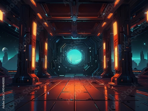 Wallpaper Mural Futuristic Cityscape Under a Starry Night Torontodigital.ca