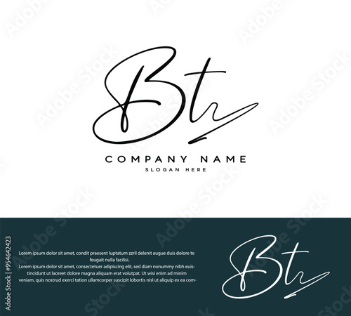 BT B T initial handwriting signature logo