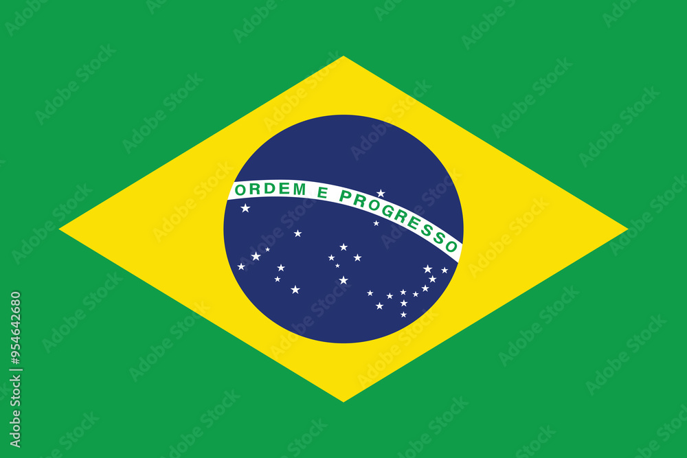 Fototapeta premium Brazil flag, The flag of Brazil, Brazilian National Flag, EPS Vector Illustration, Flag of the Federative Republic of Brazil, Illustration of the Brazil flag 