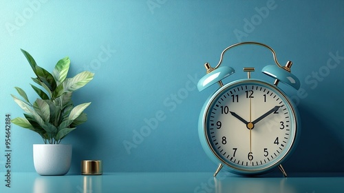 Timer clock isolated with copy space on a bright blue background photo