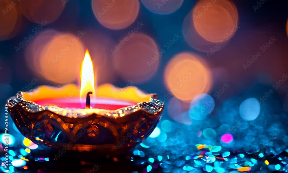 A Single Candle Flame Against A Blue Background A Single Candle Flame Against A Blue Background
