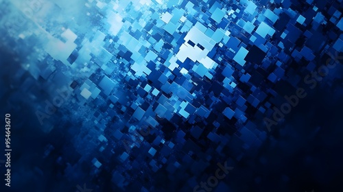 Abstract pixelated design into a monochromatic blue hue; Modern, minimalist Background image.





