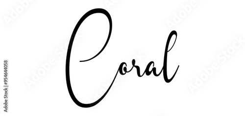 Coral - colore nero - parola nome scritta - ideale per websites, presentazioni, biglietti, banners, sweatshirt, stampe, cricut, silhouette, sublimazioni, etichette, adesivi
